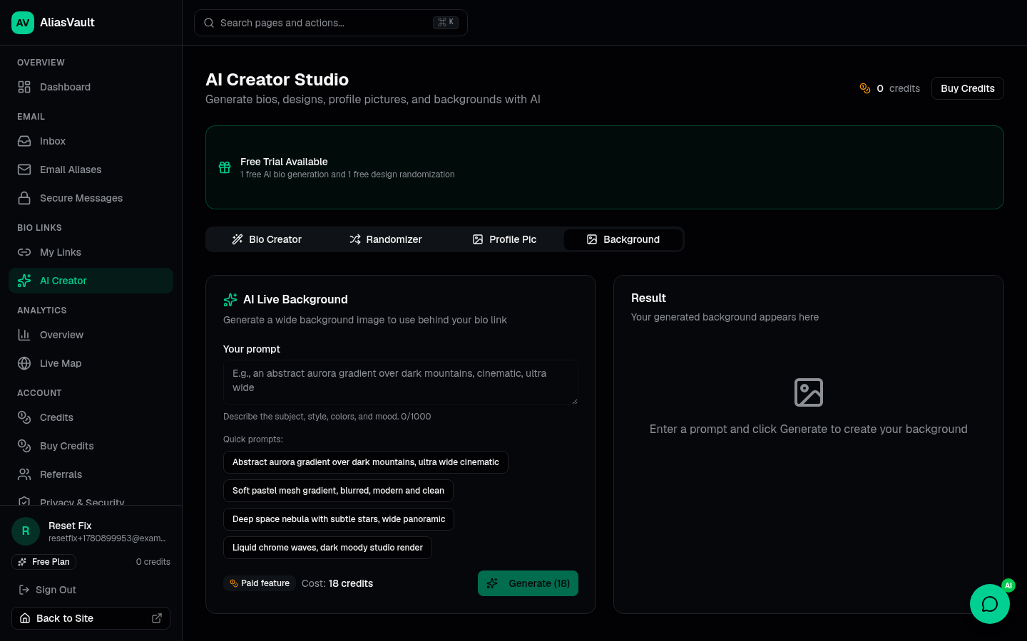 Background — Dashboard screenshot